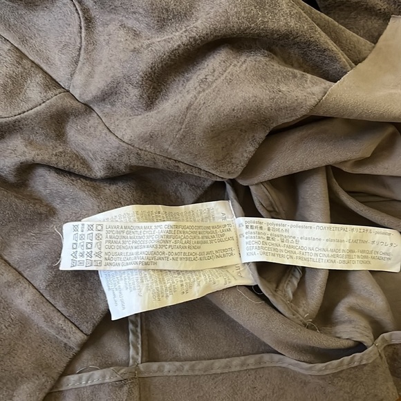 Zara Faux Vegan Suede Moto Jacket Asymmetrical Zip Fitted Draped Collar - Picture 10 of 10